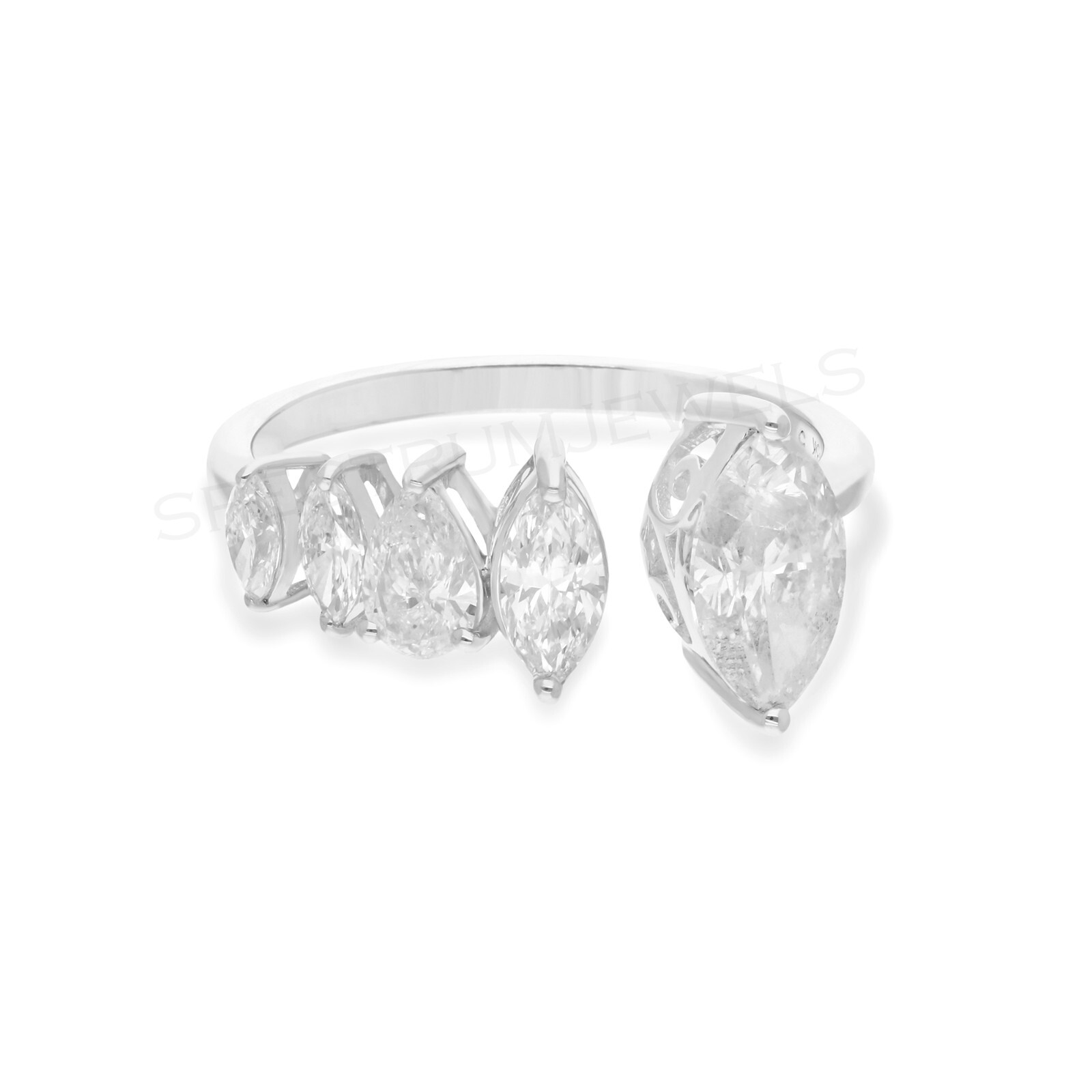 SI/H Marquise Diamond Cuff Ring 14k White Solid Gold Anniversary Gift 1.62 Ct.