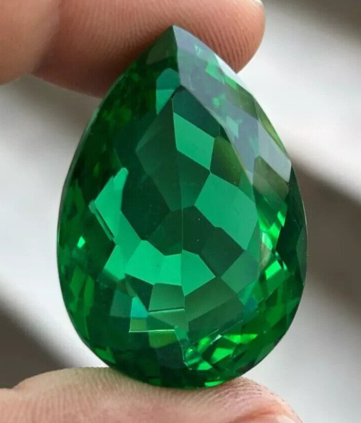 AAA+ Large Green Emerald 97.20 Ct. Pear Cut Loose Gemstone Ring for Gift Women