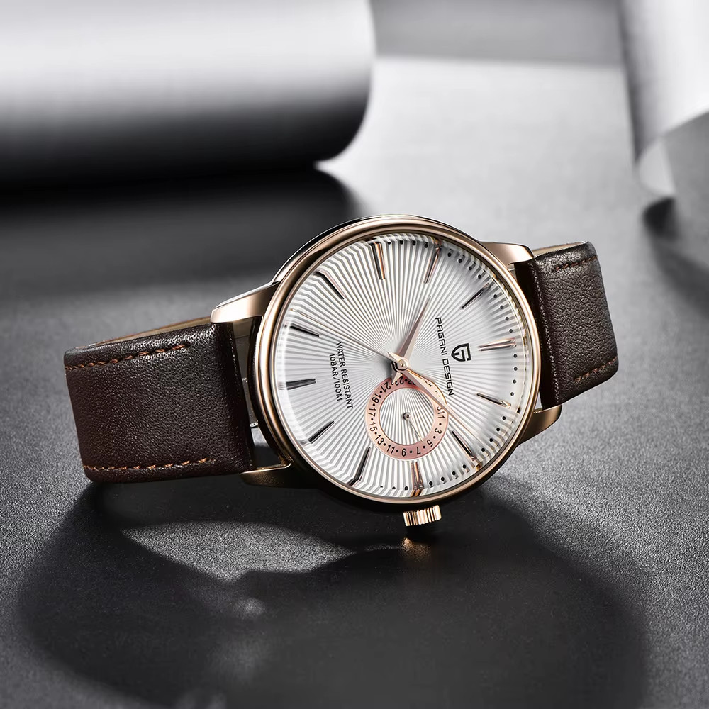 PAGANI DESIGN PD-1654 40MM Men’s Quartz Watch Waterproof, Leather Band