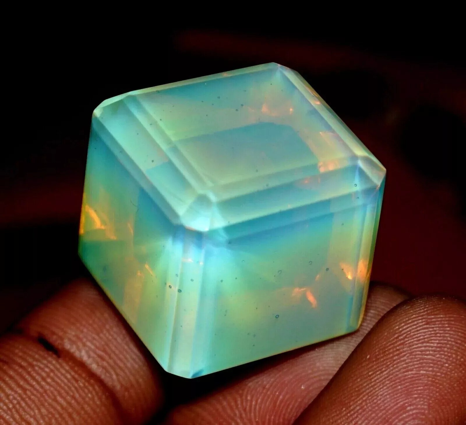 Opal Cube Cut Fire Welo Australian Untreated Natural Certified 80-82 Ct Gemstone