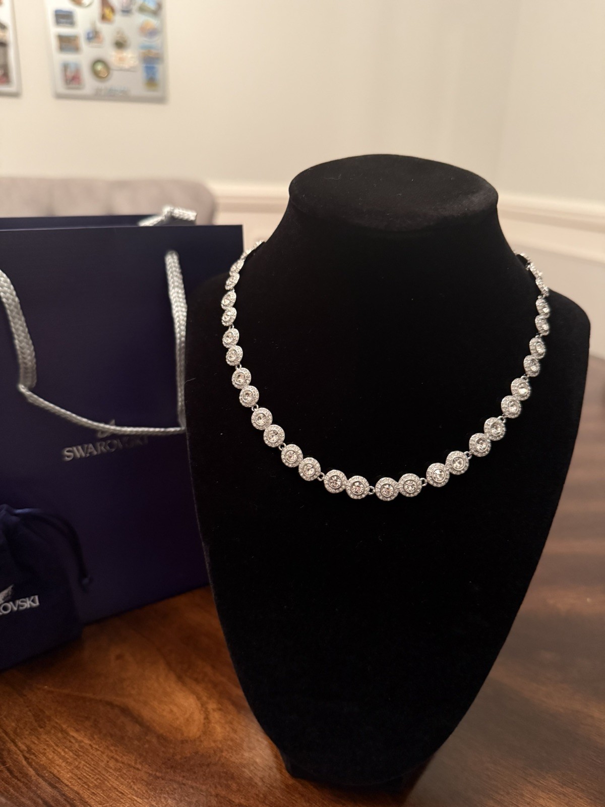 Swarovski Una Angelic 5117703 All-Around Crystal White Rhodium-Plated Necklace