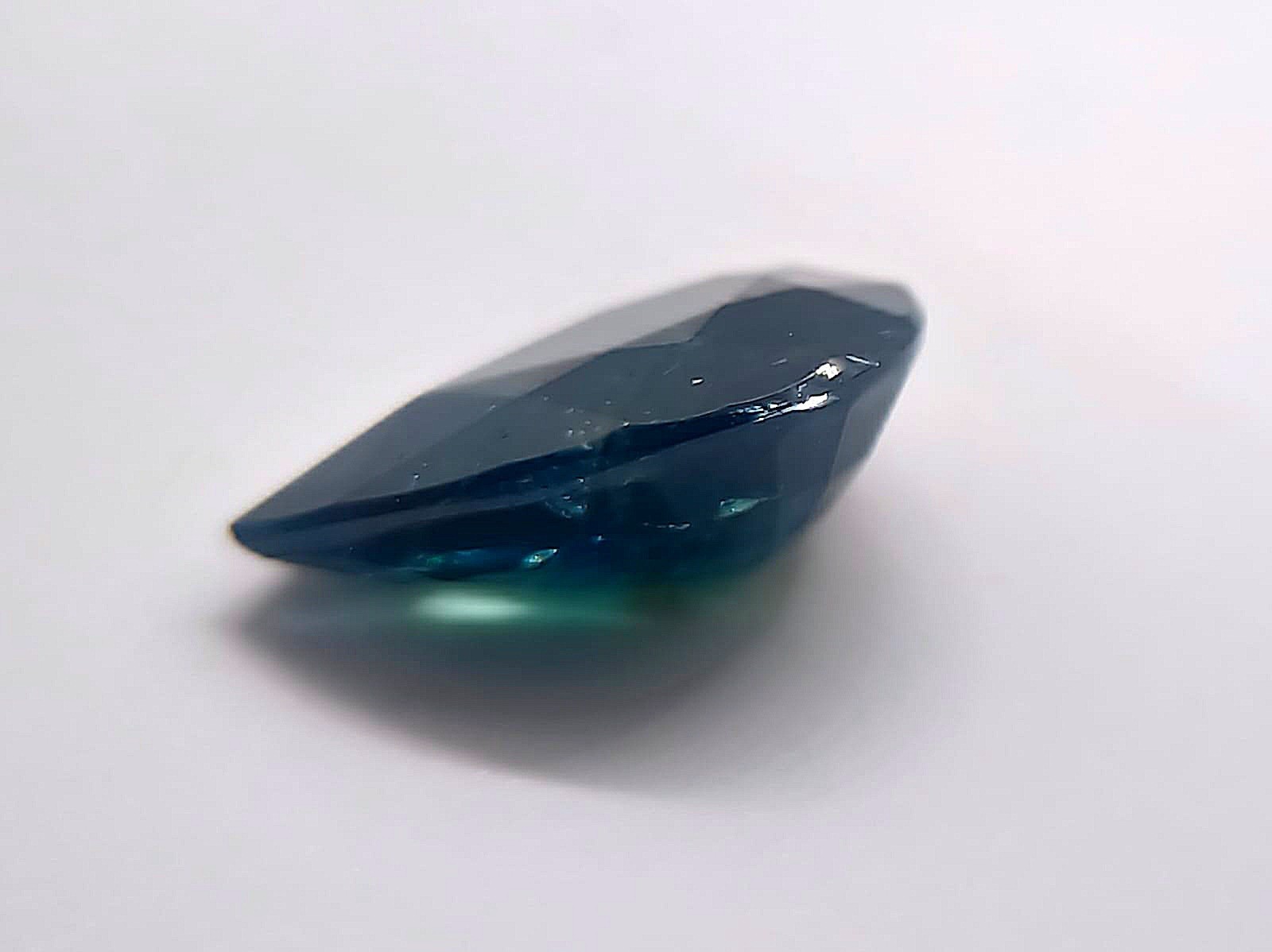 AUSTRALIAN OCEAN DEEP NAVY BLUE-Green SAPPHIRE 1.36ct Pear Tasmanian Plant Insid