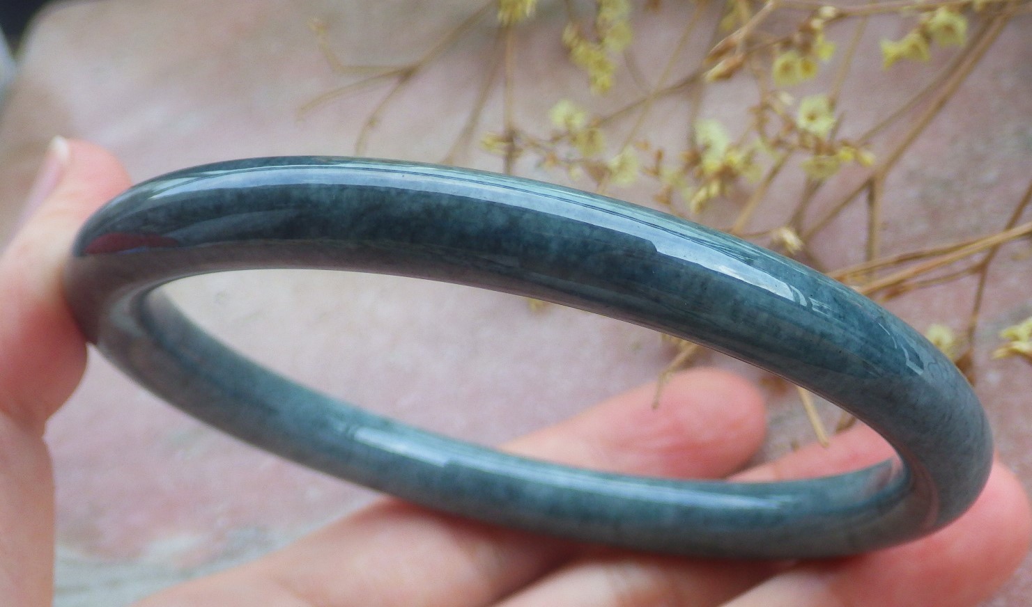 Video Certified Natural A JADE JADEITE Circle Bangle Bracelet 69 mm 131740 VS