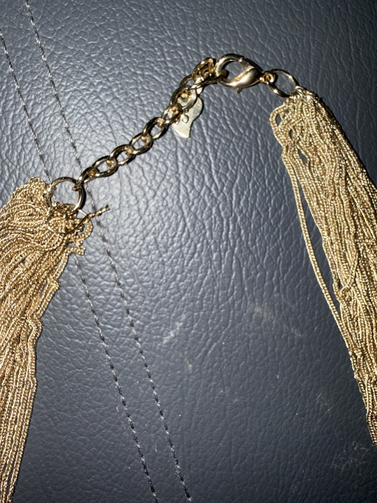 HAUS OF DIETRICH CHARLOTTENBURG SET SILK LONG NECKLACE & BRACELET GOLD TONE NEW