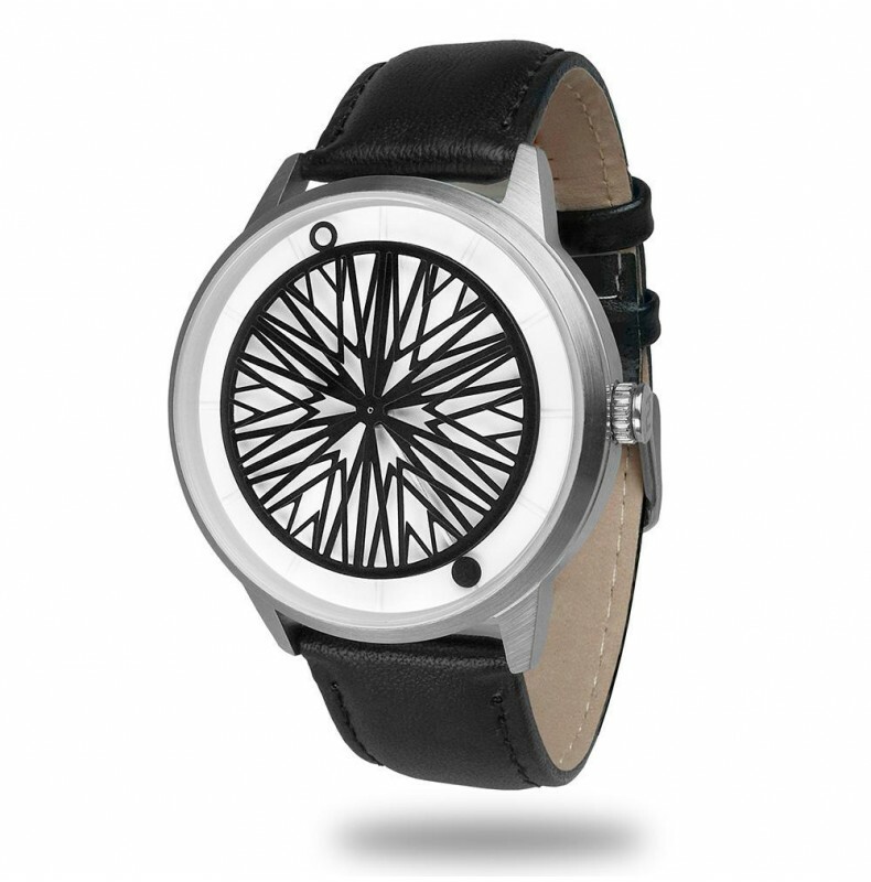 Humism Rhizome Automatic Steel Sapphire White Black Leather Unisex Watch