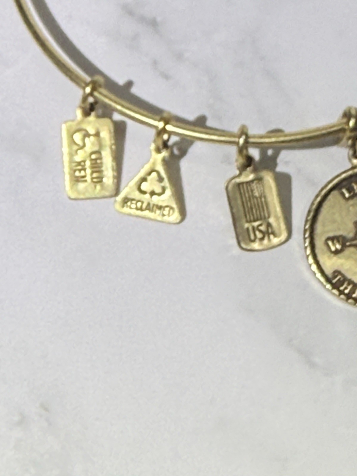 Wind + Fire Enjoy The Journey Expandable Eco Charm Bangle Bracelet Gold-Tone USA