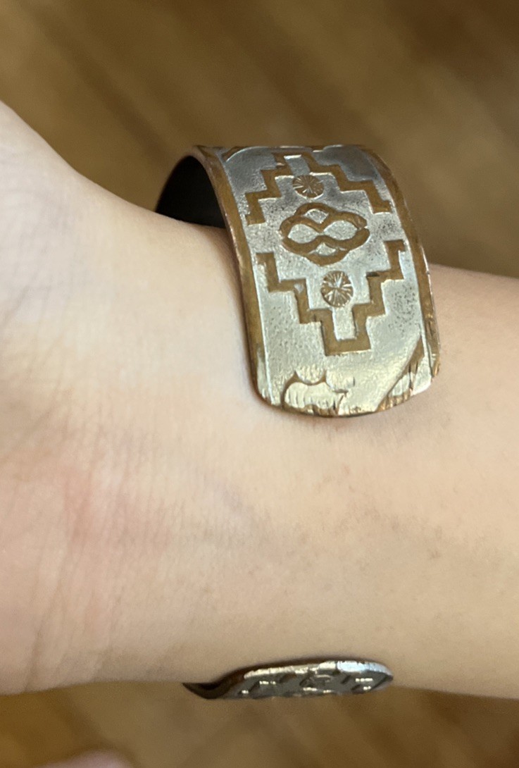 VINTAGE SOUTHWEST ESTATE SOLID COPPER WHEELER MANUFACTURING CUFF BRACELET-small
