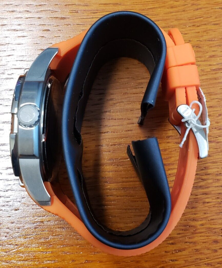 Nautica NCS 16 Orange Rubber Strap Honey Comb Style Dial Men’s Watch NAD12519G
