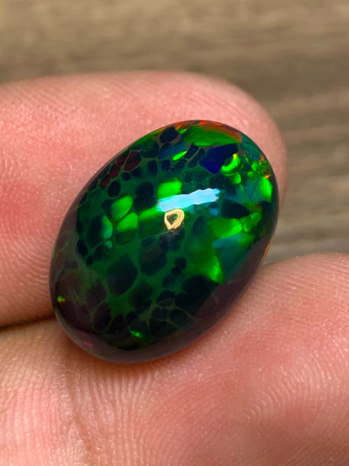 Ethiopian Honeycomb Black Opal 13x18mm Oval Cabochon 8.6crt Gemstone for Jewelry
