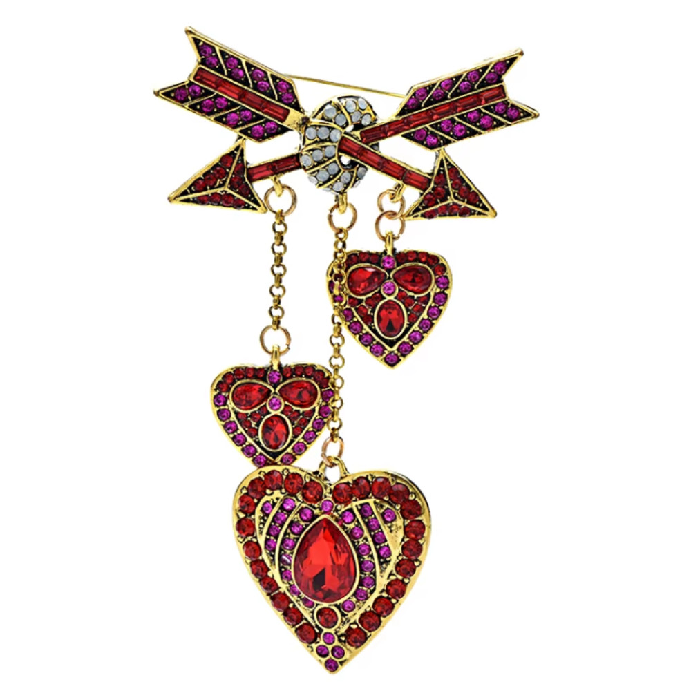 New Design Heart Brooches Women Unisex 3-color Shining Arrows Jewelry Gift USA