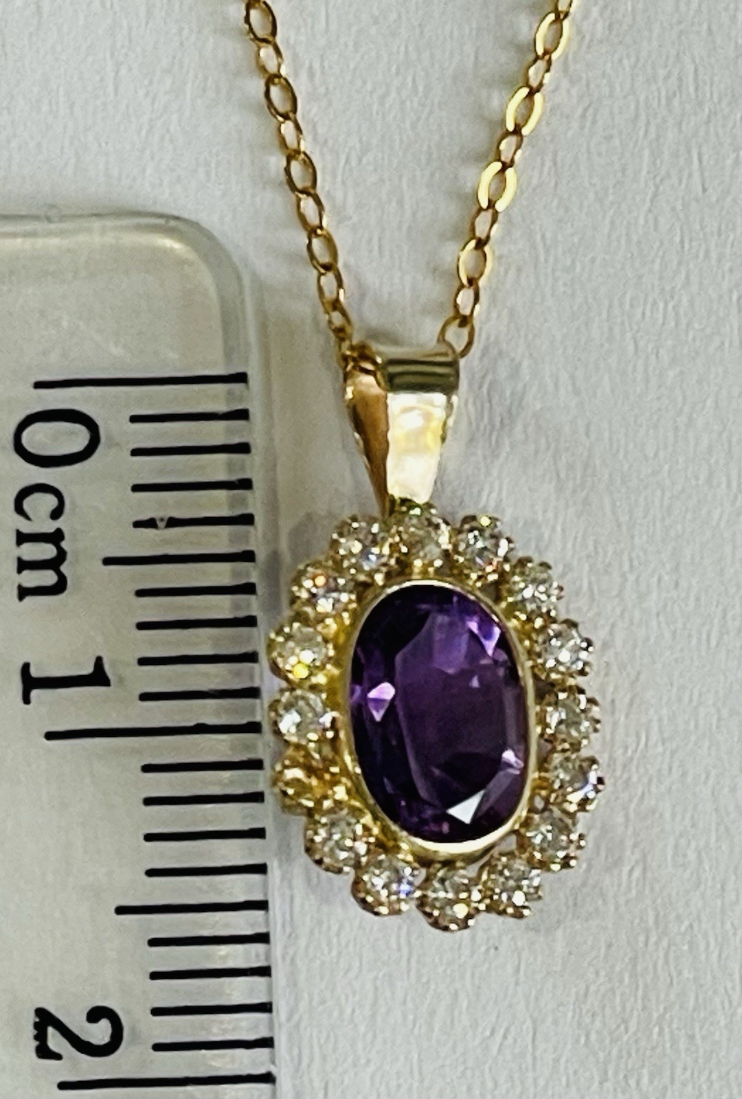 9ct Gold 375 Oval Amethyst (8mm x 6mm) & CZ Pendant – Special Clearance Price