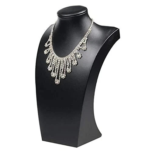 PU Leather Necklace Display Stand Bust Jewelry Holder Rack Pendant Neck Model