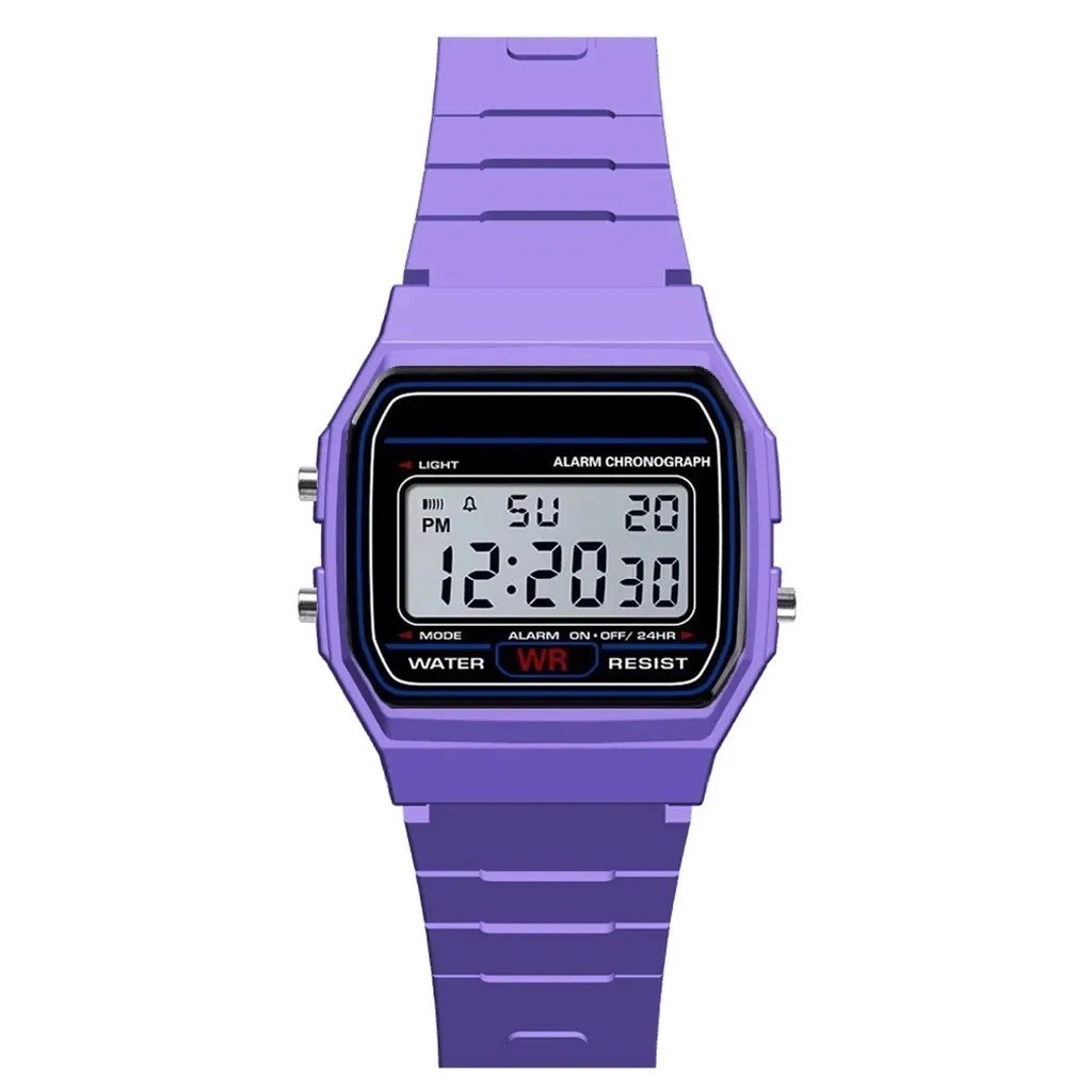 Digital Sports Watch LED Backlight Alarm Rubber Band 30m Water Resistant
