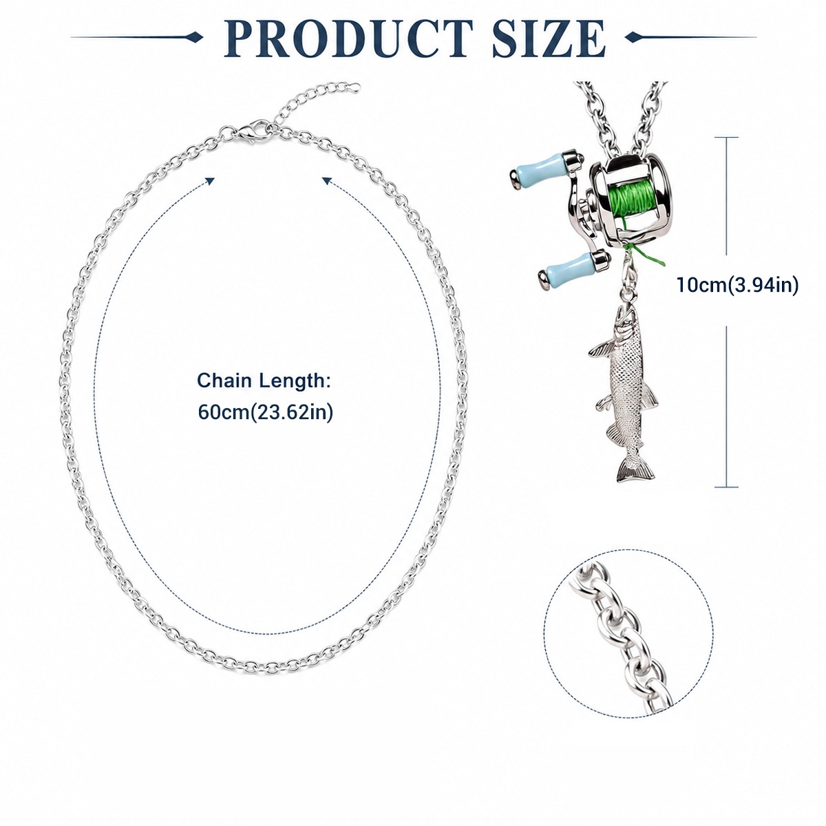 Rotating Handle Fishing Reel Necklace Mini Alloy Reels Pendant Necklace