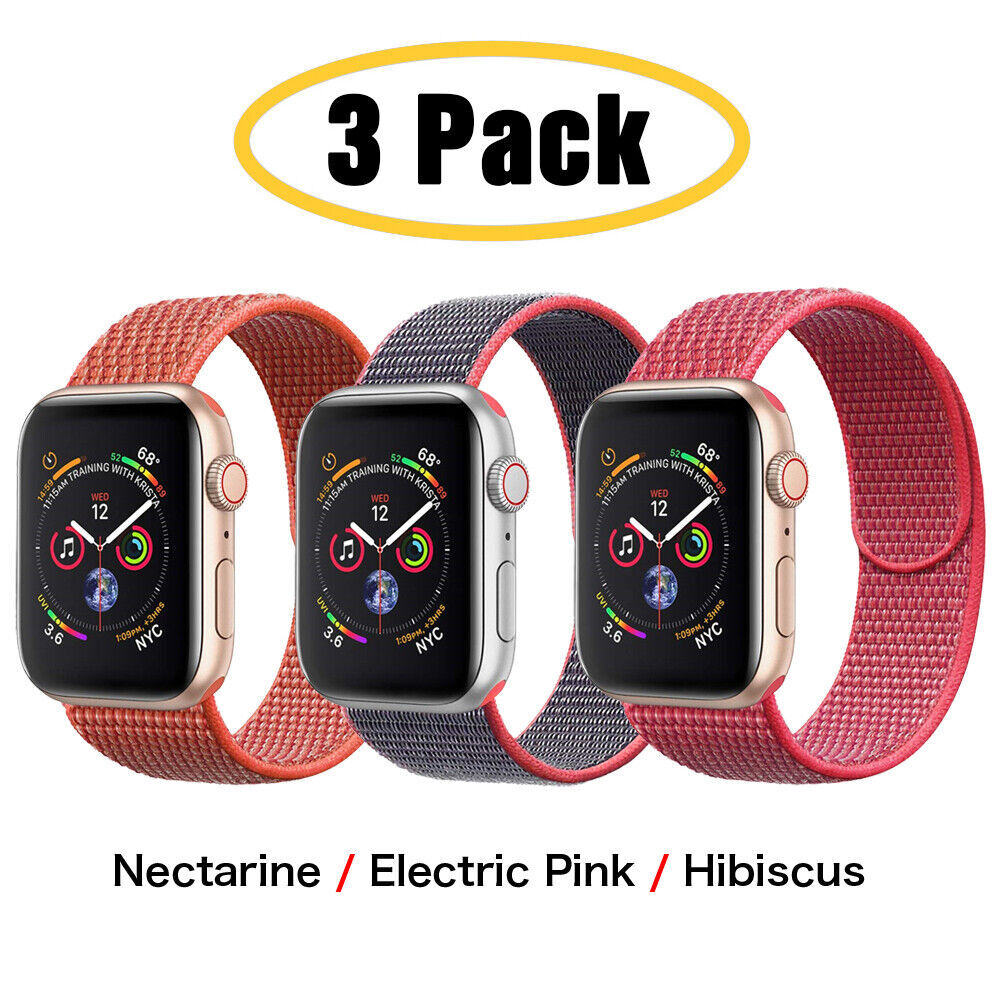 3 PACK Nylon Sport Band Strap For Apple Watch Series 11-1 SE 1-3 Ultra 3 38-49mm