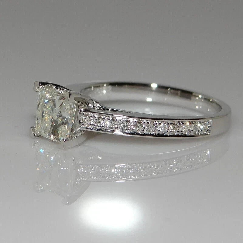 3.25 Ct Princess Cut Lab Created Diamond Wedding Ring 14K White Gold