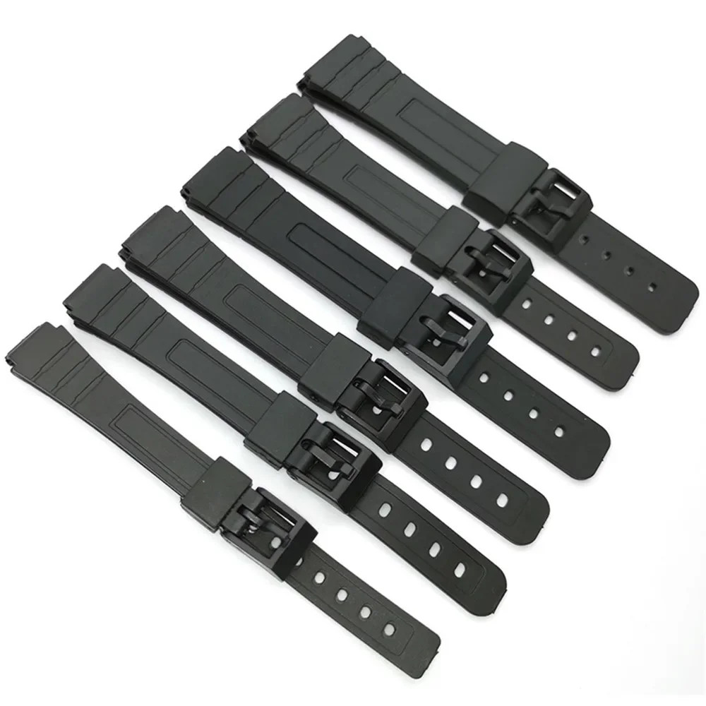 Resin Silicone 12/14/16/18/20/22mm Strap Universal Black PU Watch Band for Casio