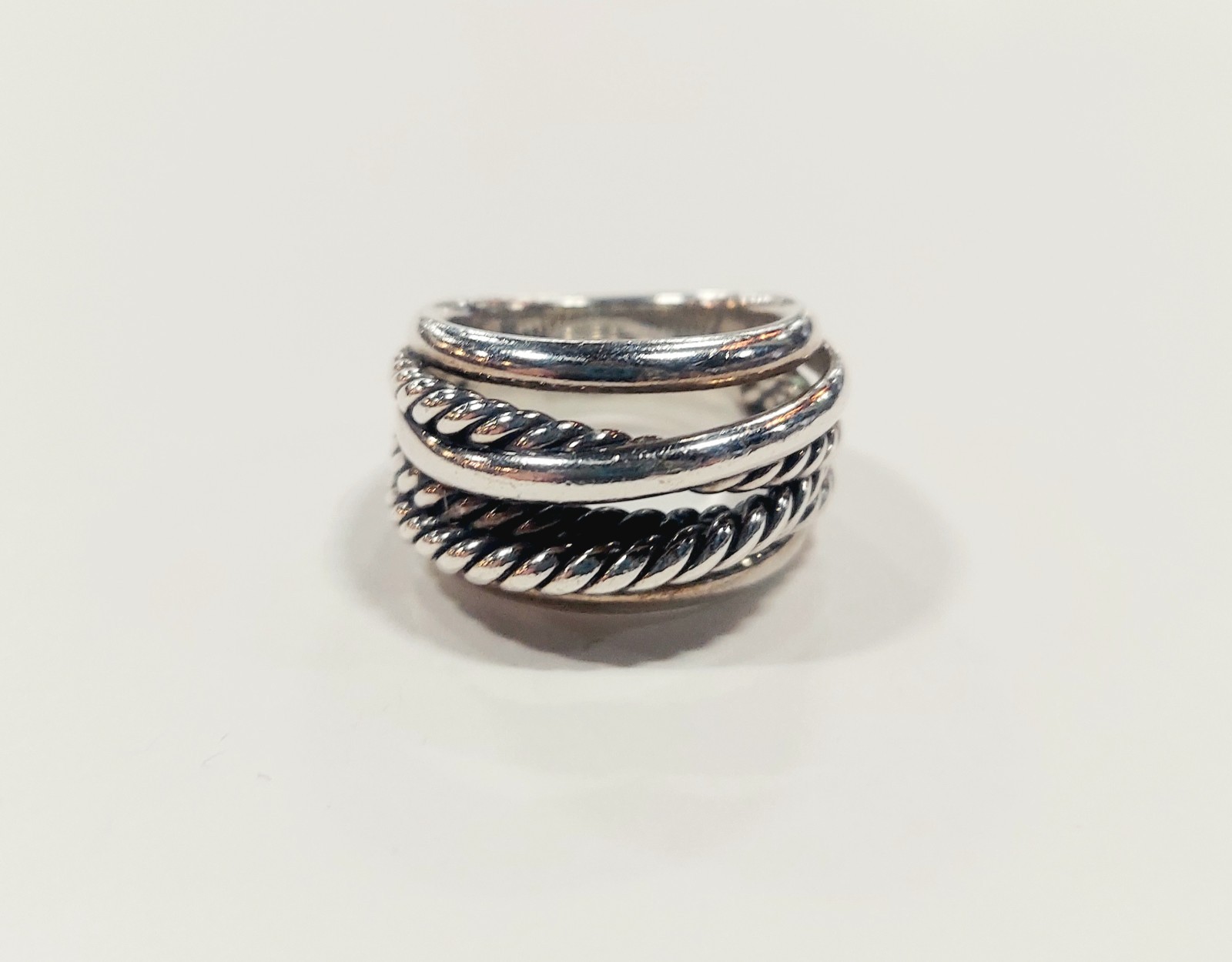 David Yurman Silver Crossover Ring 14.7mm Size 7