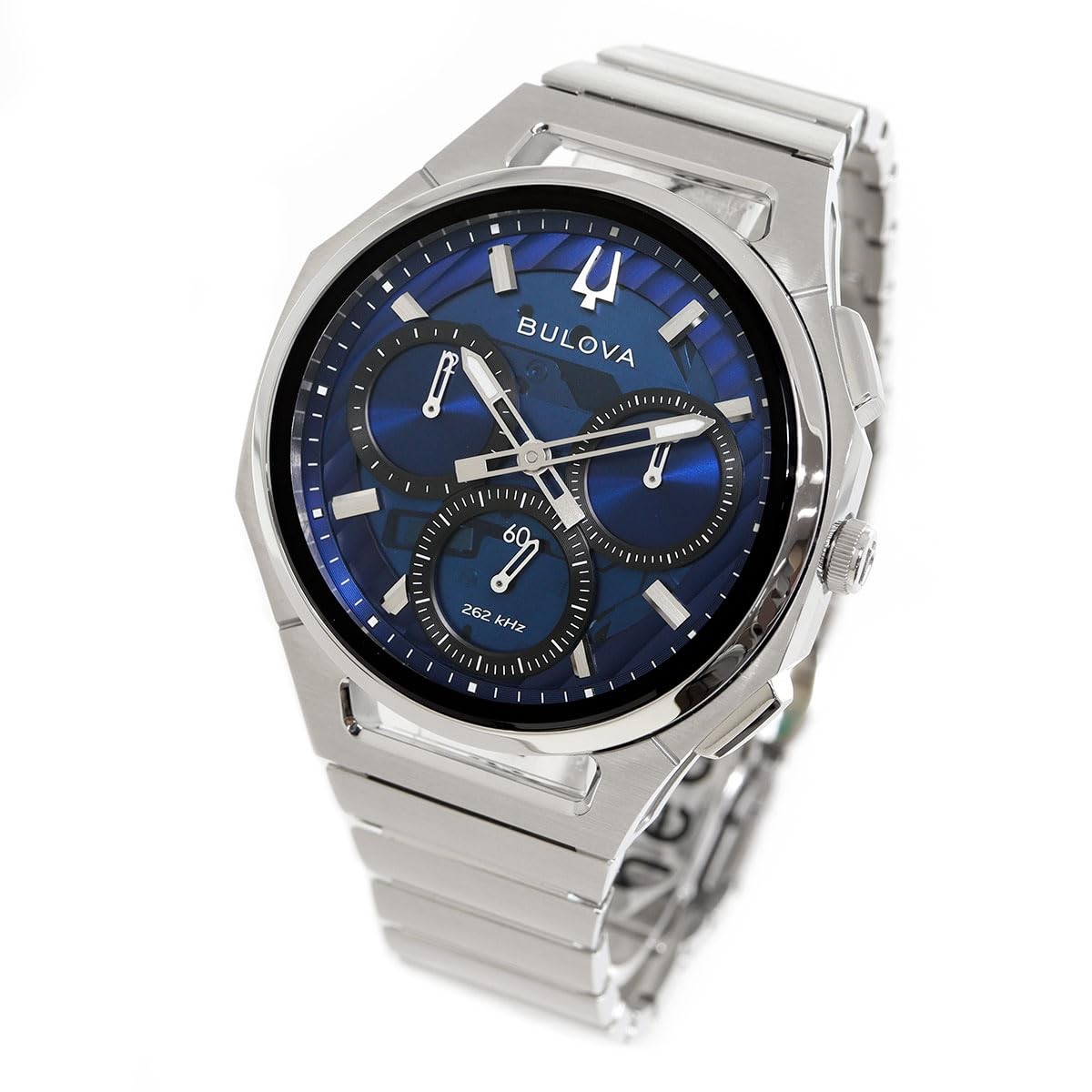 BULOVA Curv 96A339 Blue Quartz Stainless Steel Men’s Watch New in Box