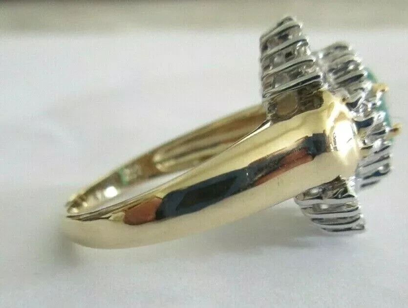 14K Gold Diamond & Emerald Ring Dia=1.00 Carat F-SI1/VS2 4.90 Grams Value=$4,500