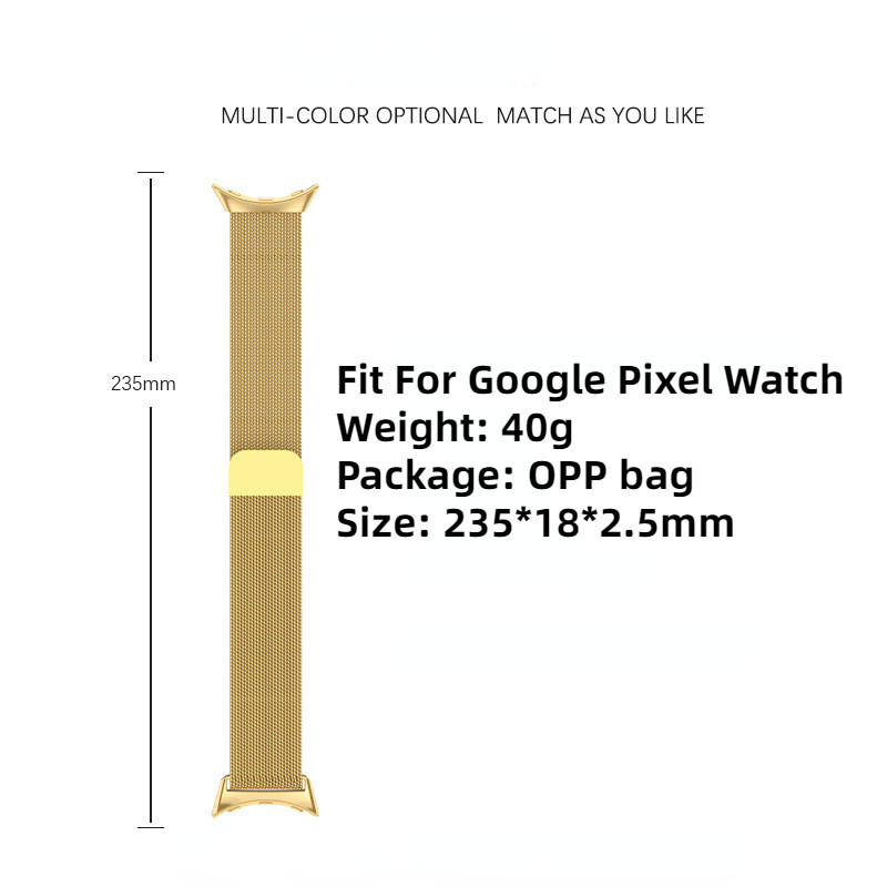 For Google Pixel Watch 1 2 Magnetic Milanses Band + Case Metal Replacement Strap