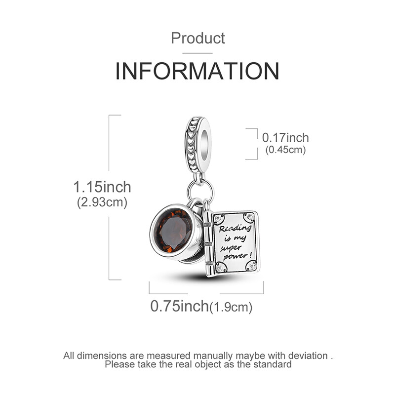 MULA European Silver Plated Charm AAA CZ Book and Coffee Cup For Women Bracelet