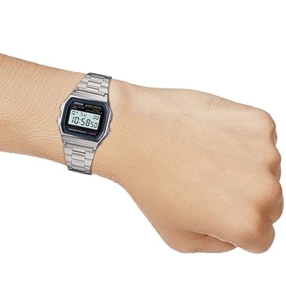 Casio Vintage A158WA-1DF Black Digital Dial Silver Stainless Steel Band D011 F S