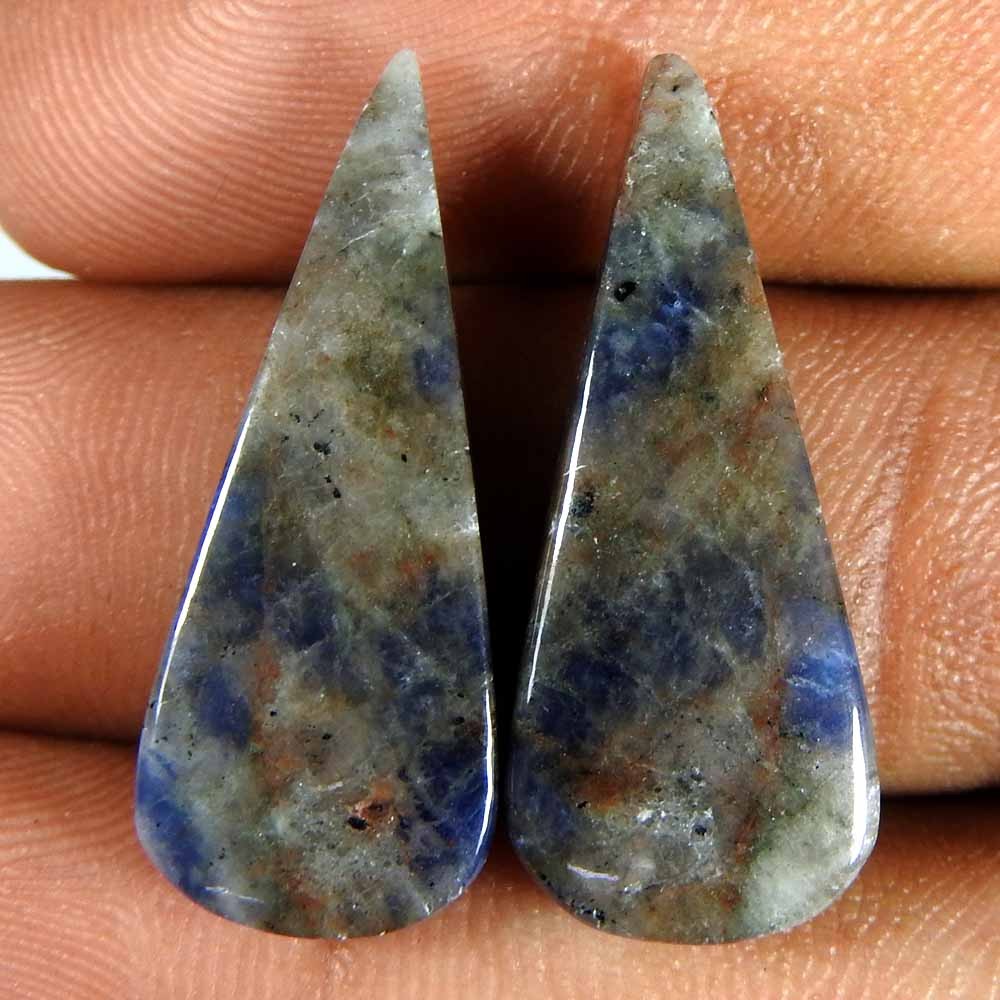 17.70Cts100%Natural Designer Blue Sodolite Pair Pear Cabochon Gemstone