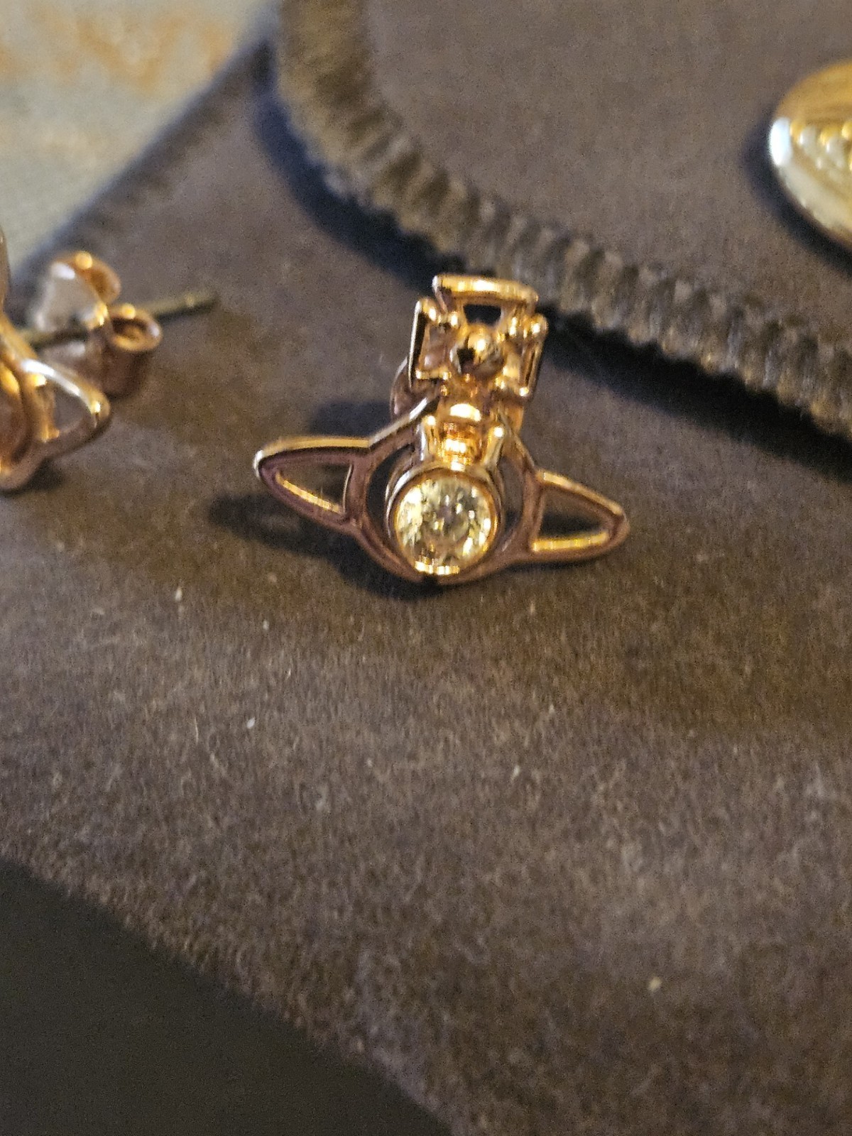 Vivienne Westwood Rose Gold Petite Orb Diamante Earrings Boxed