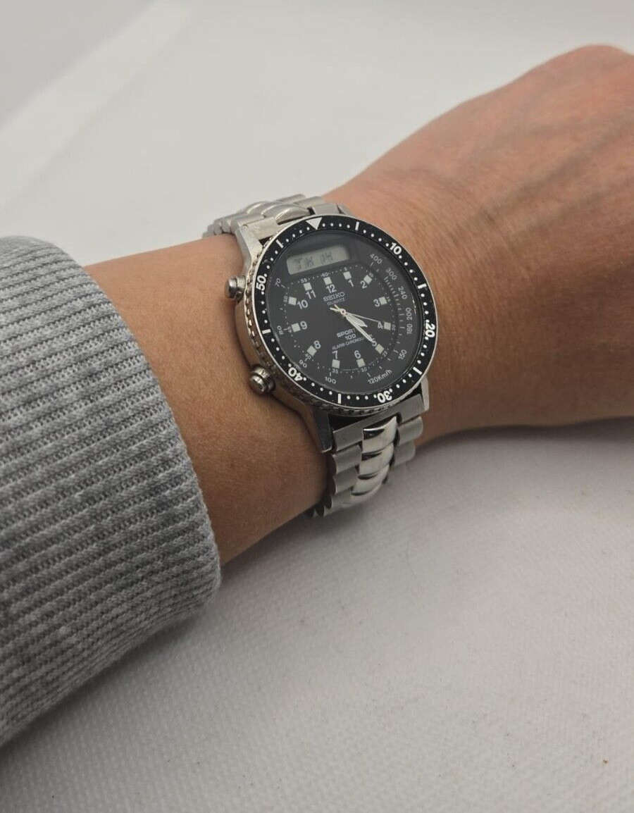 Vintage Seiko Mens Baby Arnie H556-5029 Quartz Stainless Steel Watch – Working