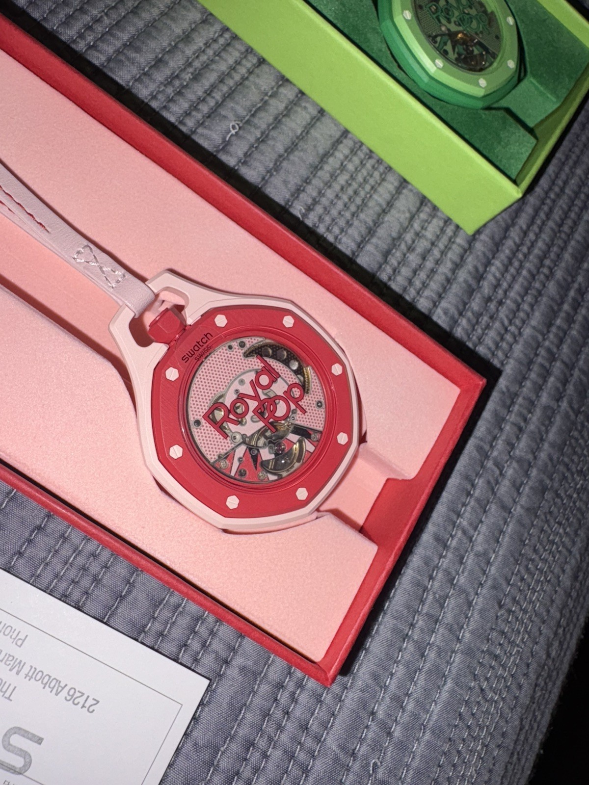 2X AP X SWATCH ROYAL POP OTTO ROSSO & GREEN EIGHT – ALL ACCESORIES FAST SHIPPING