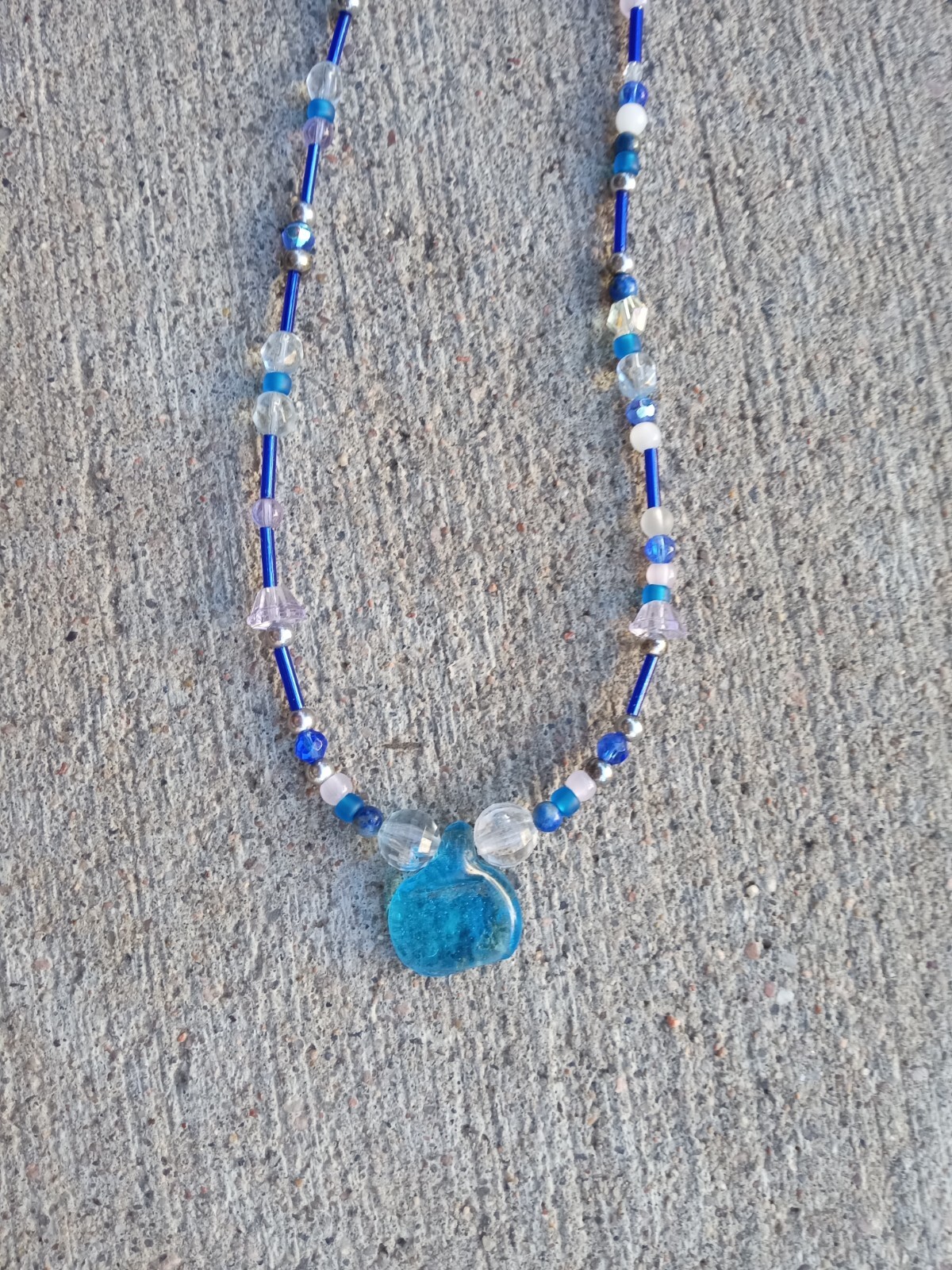 Blue Crystal Beaded Necklace