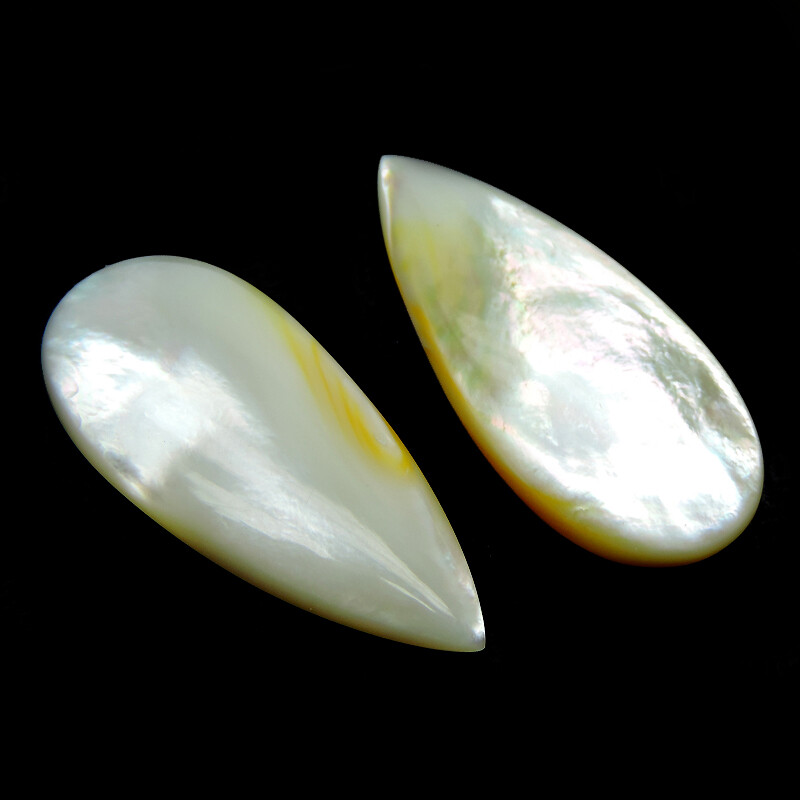 36X17X7 MM 58.85 CTS GRACEFUL 2 PCS PEAR CAB Mother ofPearl GEMSTONE earrings