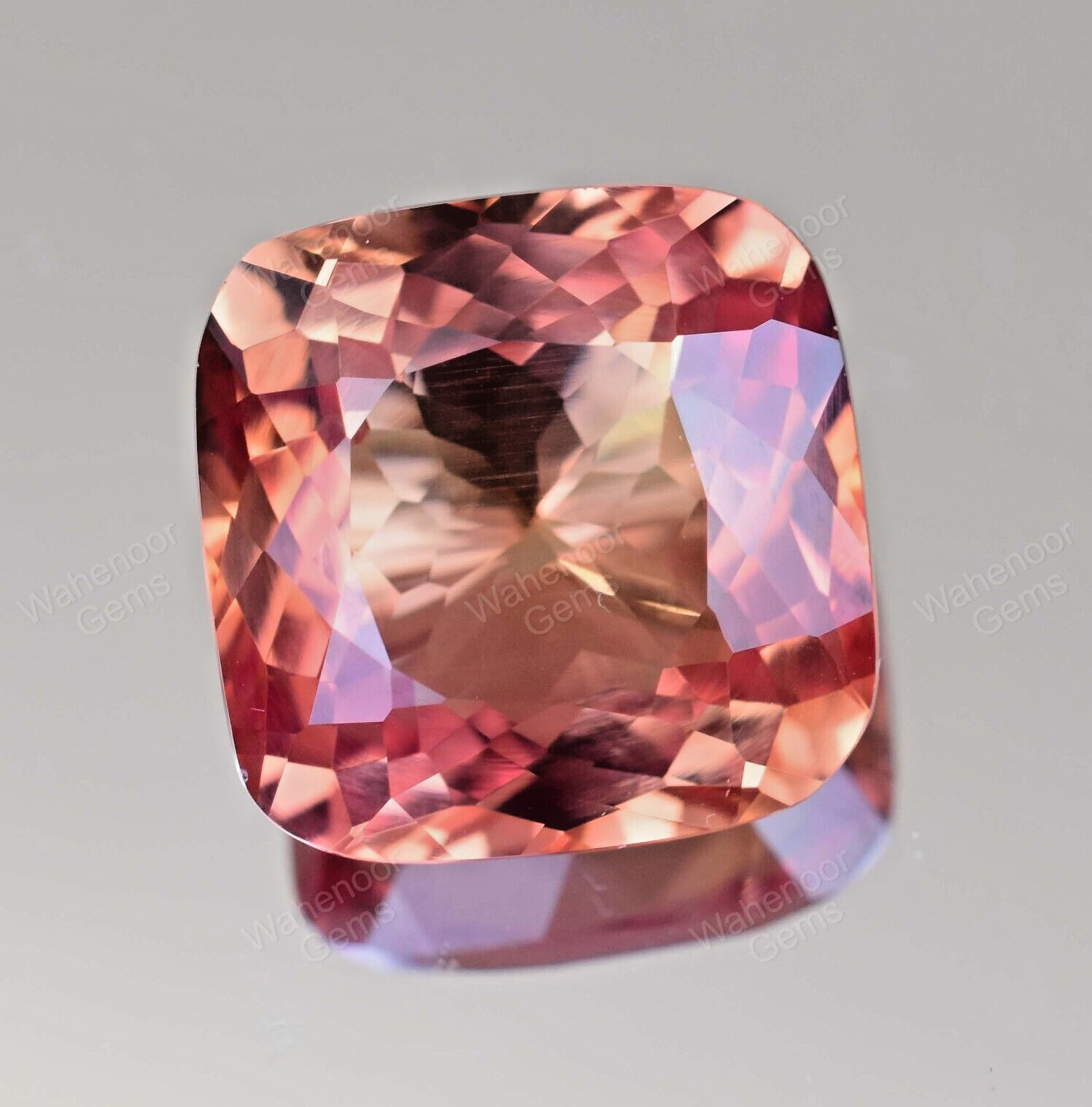 FLAWLESS Natural Padparadscha Sapphire 21.25 Ct Cushion Certified Loose Gemstone