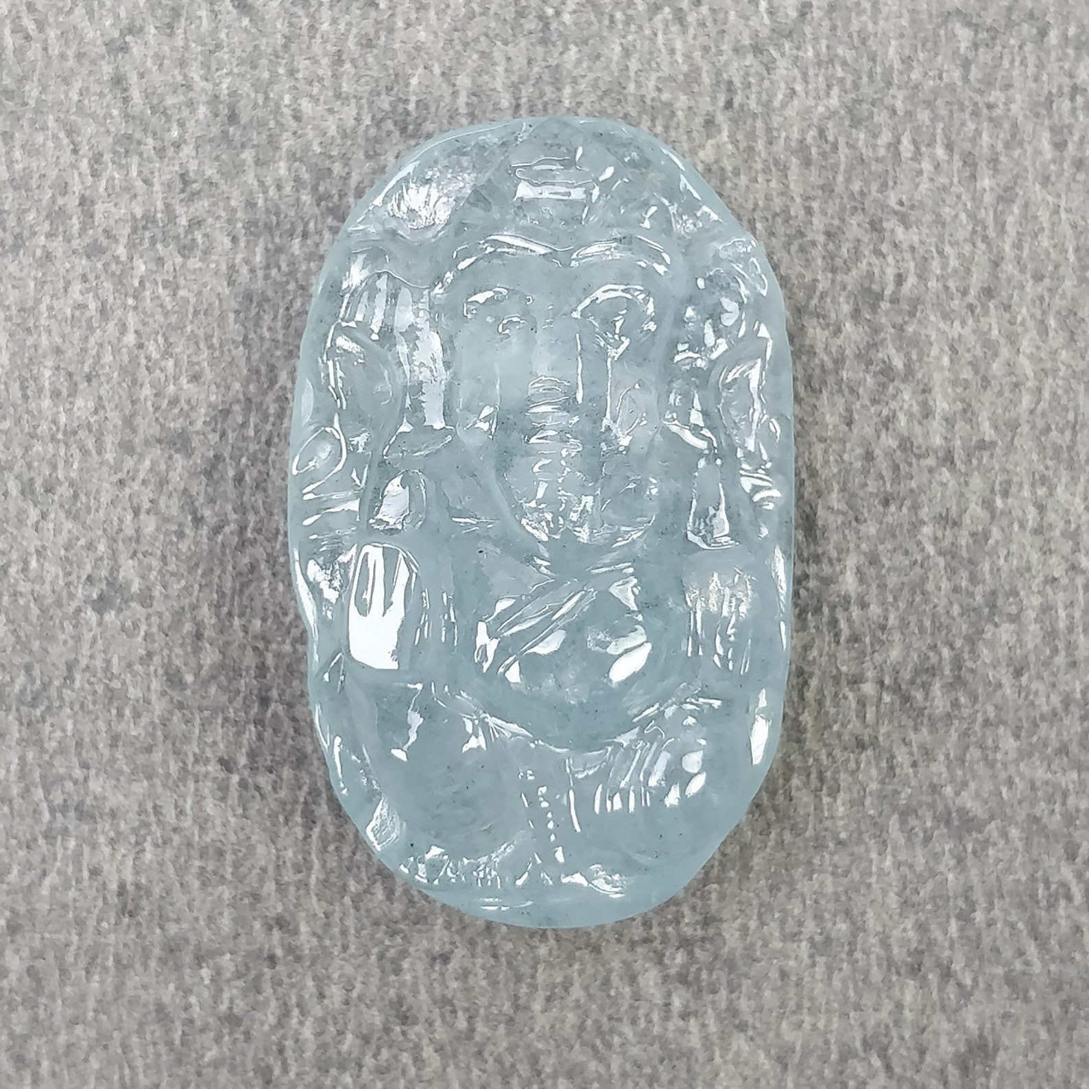 26.20ct Natural Milky Aquamarine Gemstone Carving Lord Lord Ganesha Idol 25*16mm