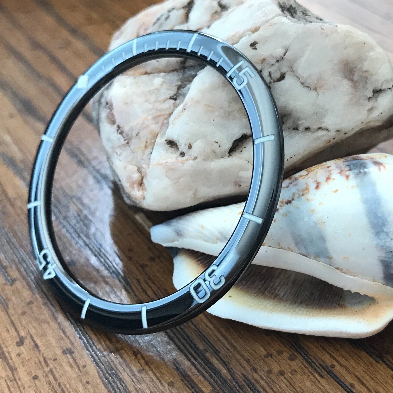 Ceramic Black “Fifty Five Fathoms” Domed Bezel Insert for Seiko SNZH ~ US Seller