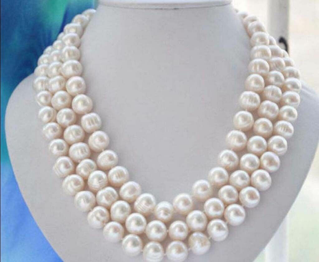 10-11mm Genuine Natural White Freshwater Akoya Cultured Pearl Long Necklace 50″