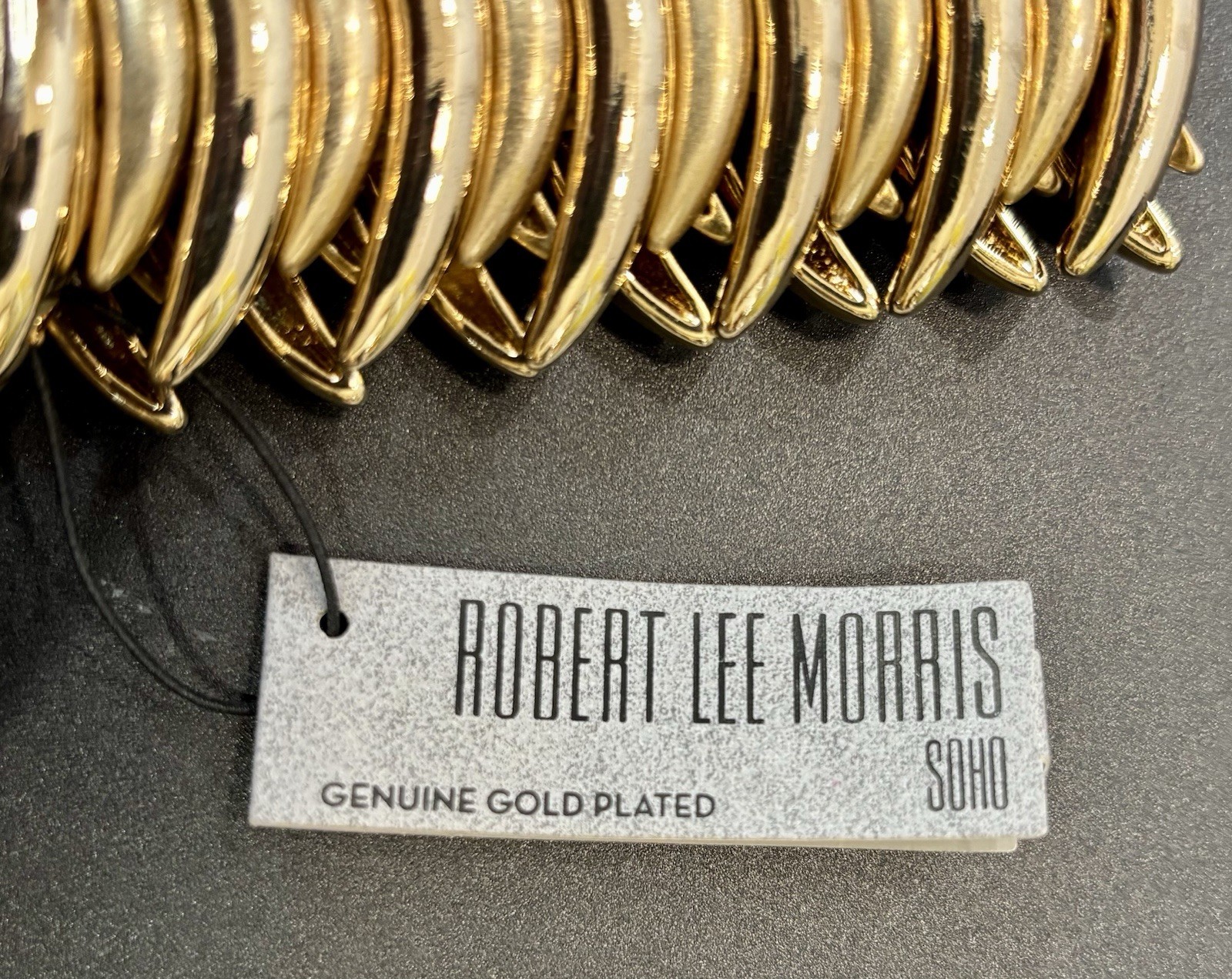 Vintage Robert Lee Morris Soho Bracelet Brutalist Tribal Sculpture Gold Plated