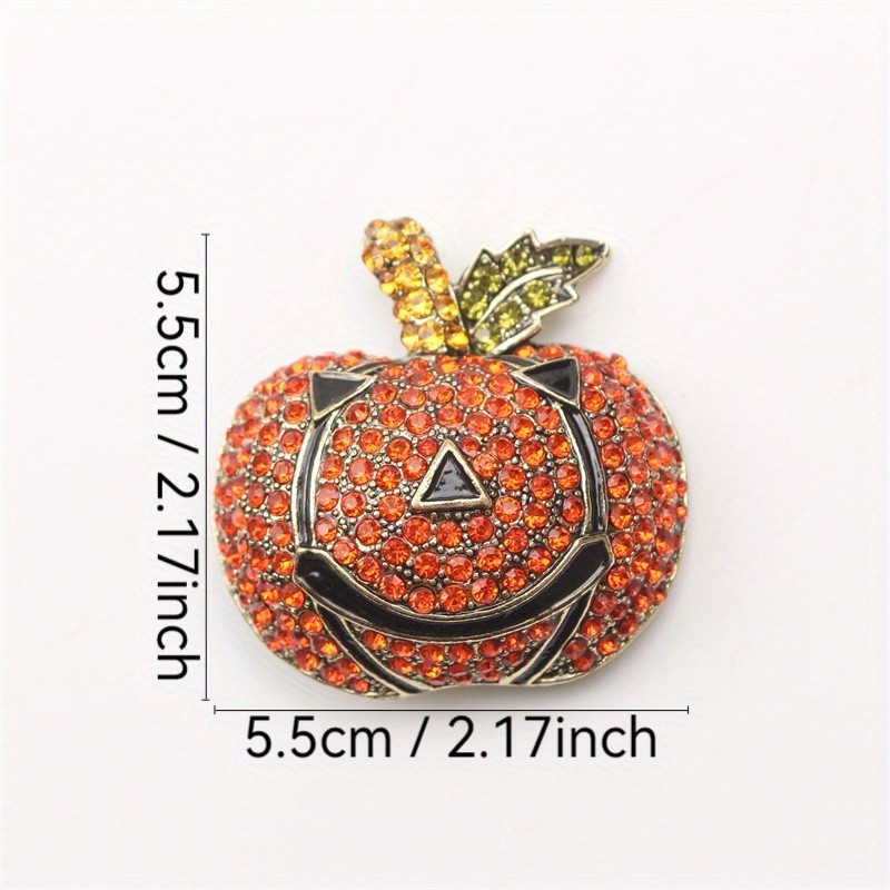 Halloween Rhinestones Vintage Large Pumpkin Head Brooch Fashion Holiday Pin
