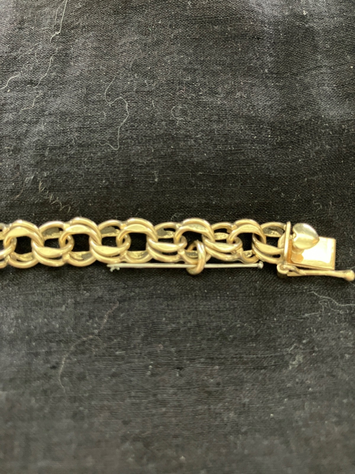 14K yellow gold double link charm bracelet POM 60’s 21 grams 8 inches