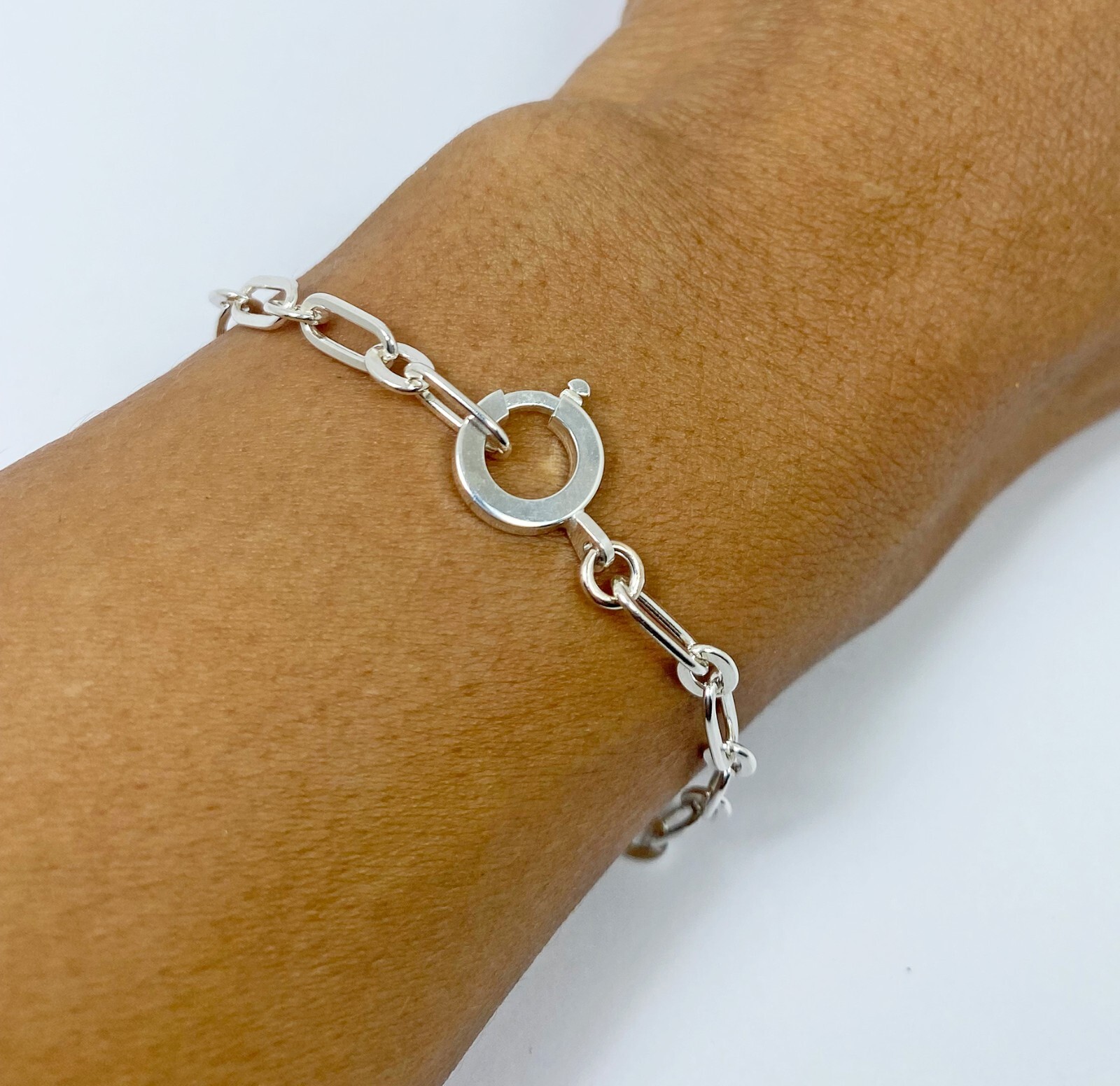 Flat Figaro Link Chain Bracelet, Handmade Unisex Bracelet, Holiday Jewelry Gifts
