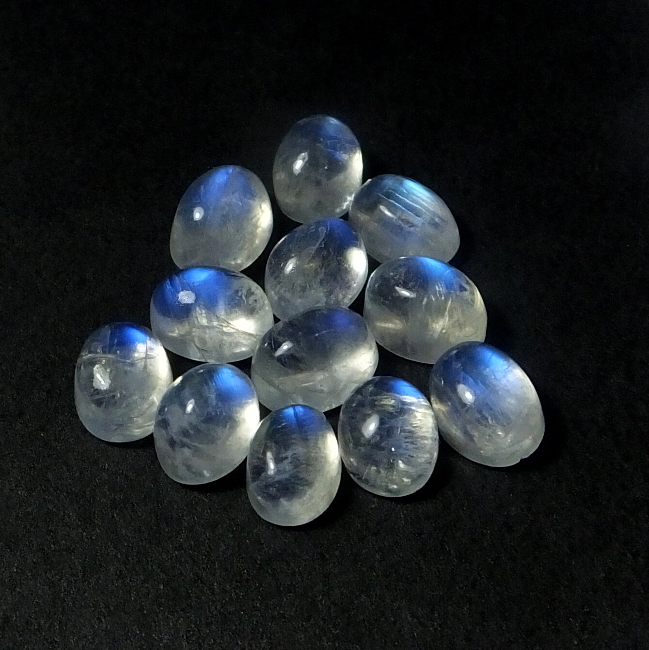 Natural Rainbow Moonstone Blue Fire Cabochon 9X7 mm Oval Cut Wholesale Gemstone