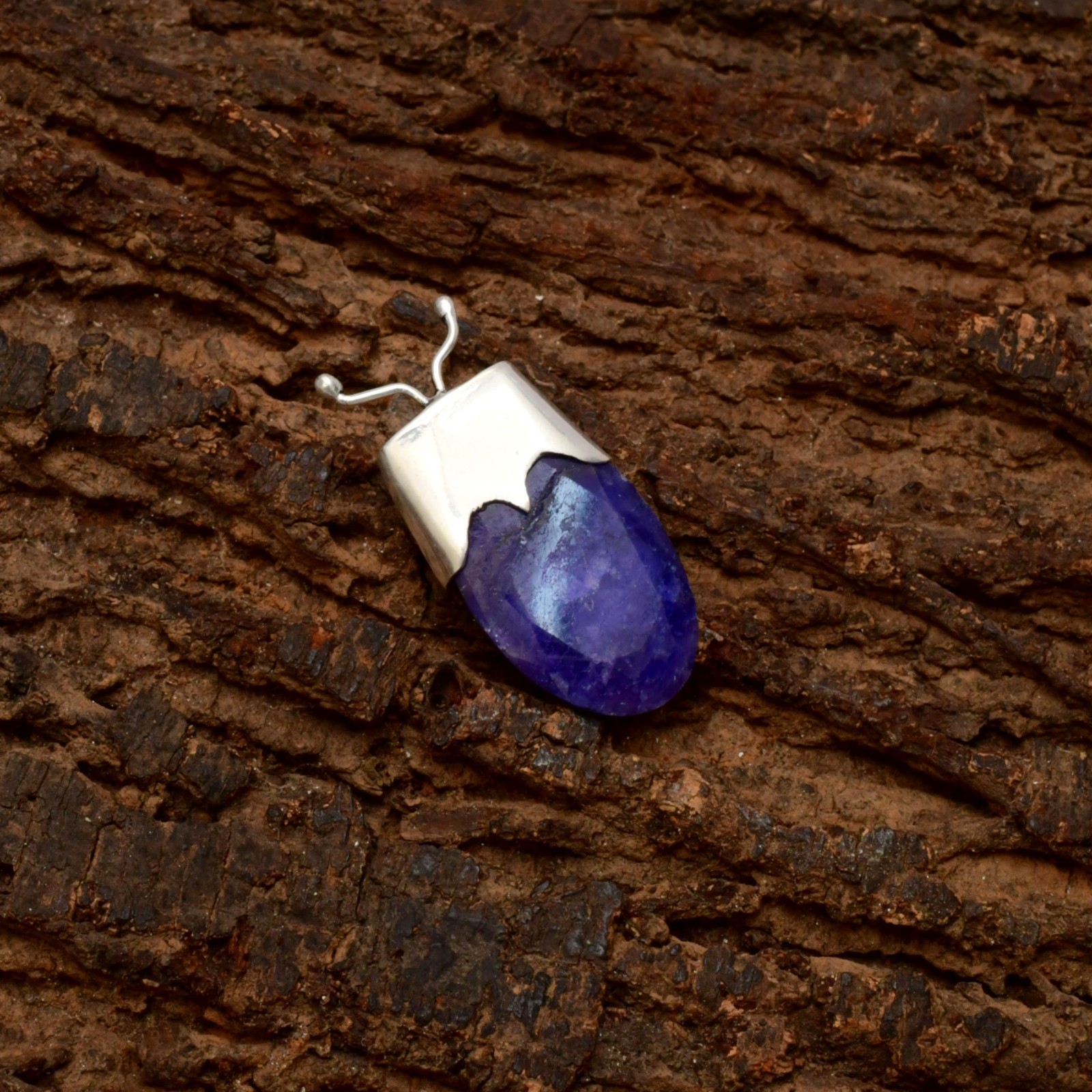 Blue Sapphire Lab Created Gemstone 925 Sterling Silver Jewelry Pendant 1-2″