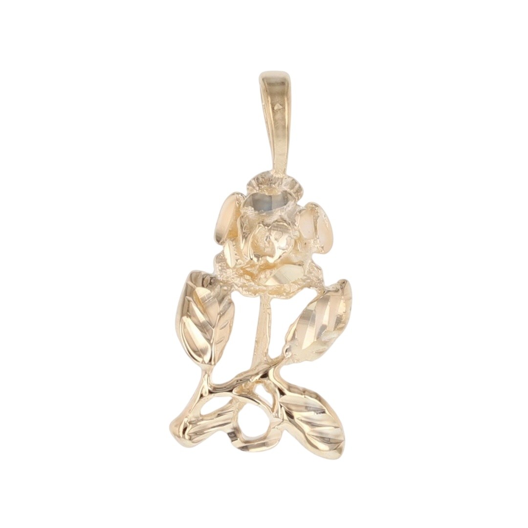 22.5mm Diamond-Cut Flower Shaped Pendant w/o Chain 14k Yellow Gold 1.42 Grams