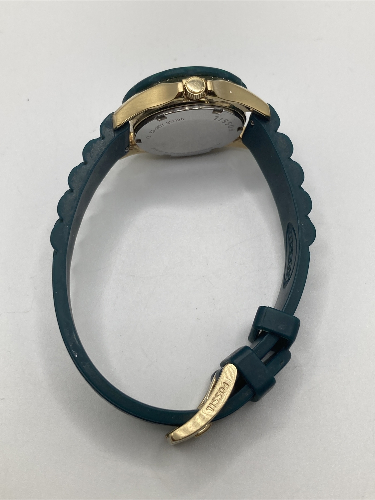 Fossil Ladies 30mm Watch Green & Gold Tone Green Dial Date es-2977 – RUNS