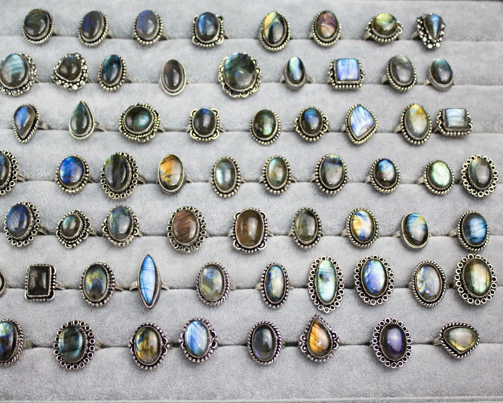Multi Labradorite Gemstone 925 Sterling Silver Plated Wholesale Lot Design Rings