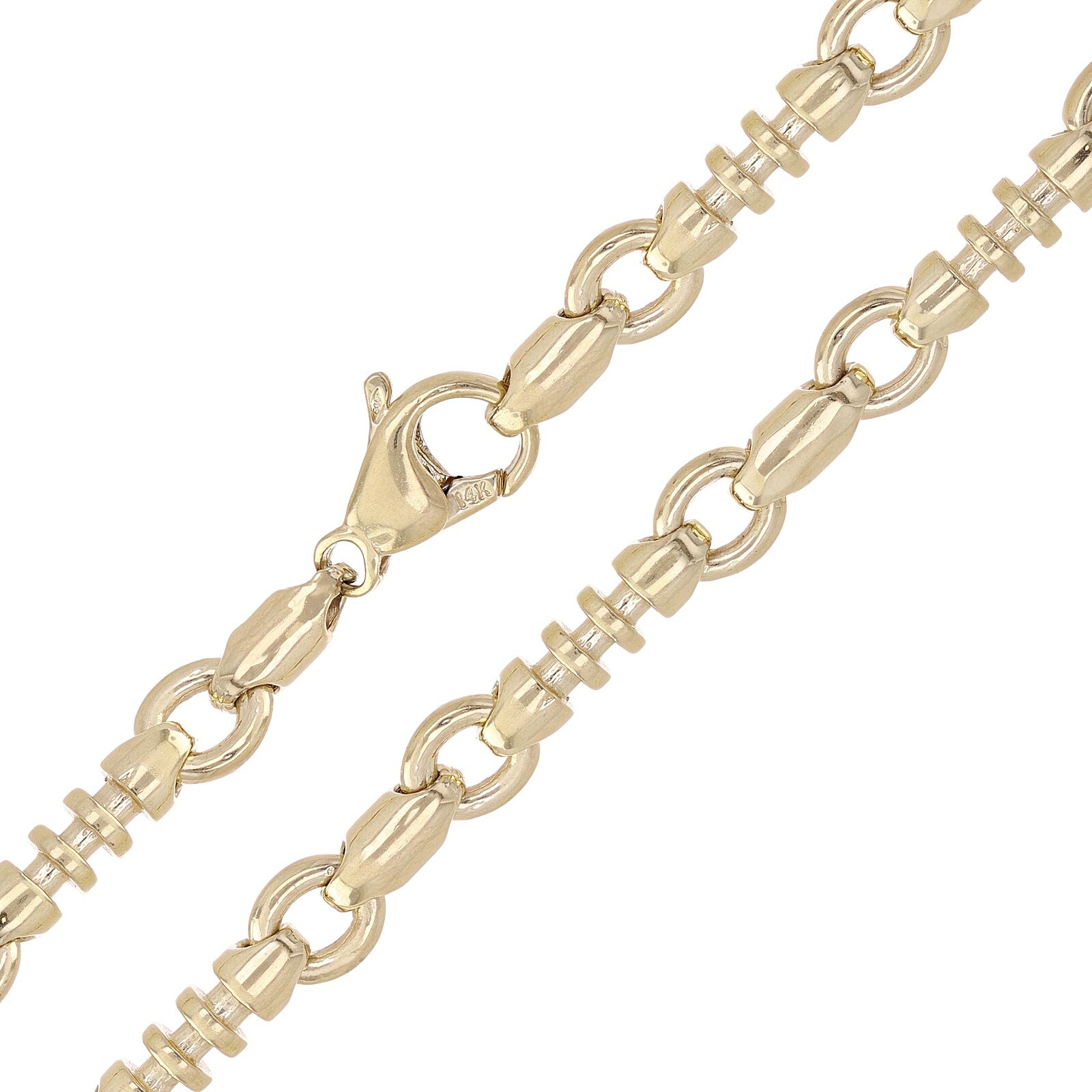14k Yellow Gold Solid Handmade Fashion Link Necklace 24″ 6.5mm 67 grams