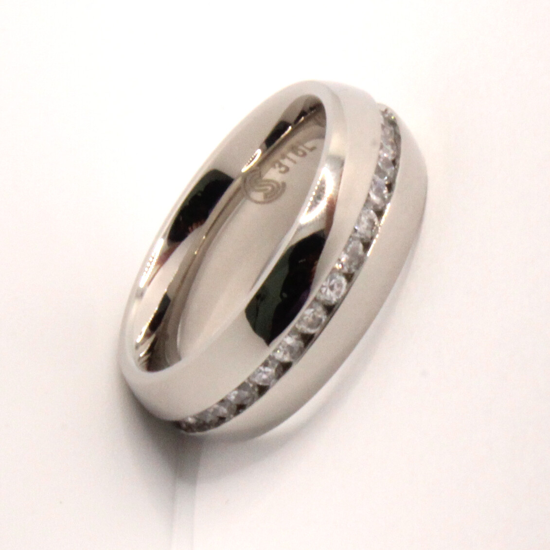 Stainless Steel Plain High Polished Domed 2mm CZ Eternity Wedding Band Ring 7mm