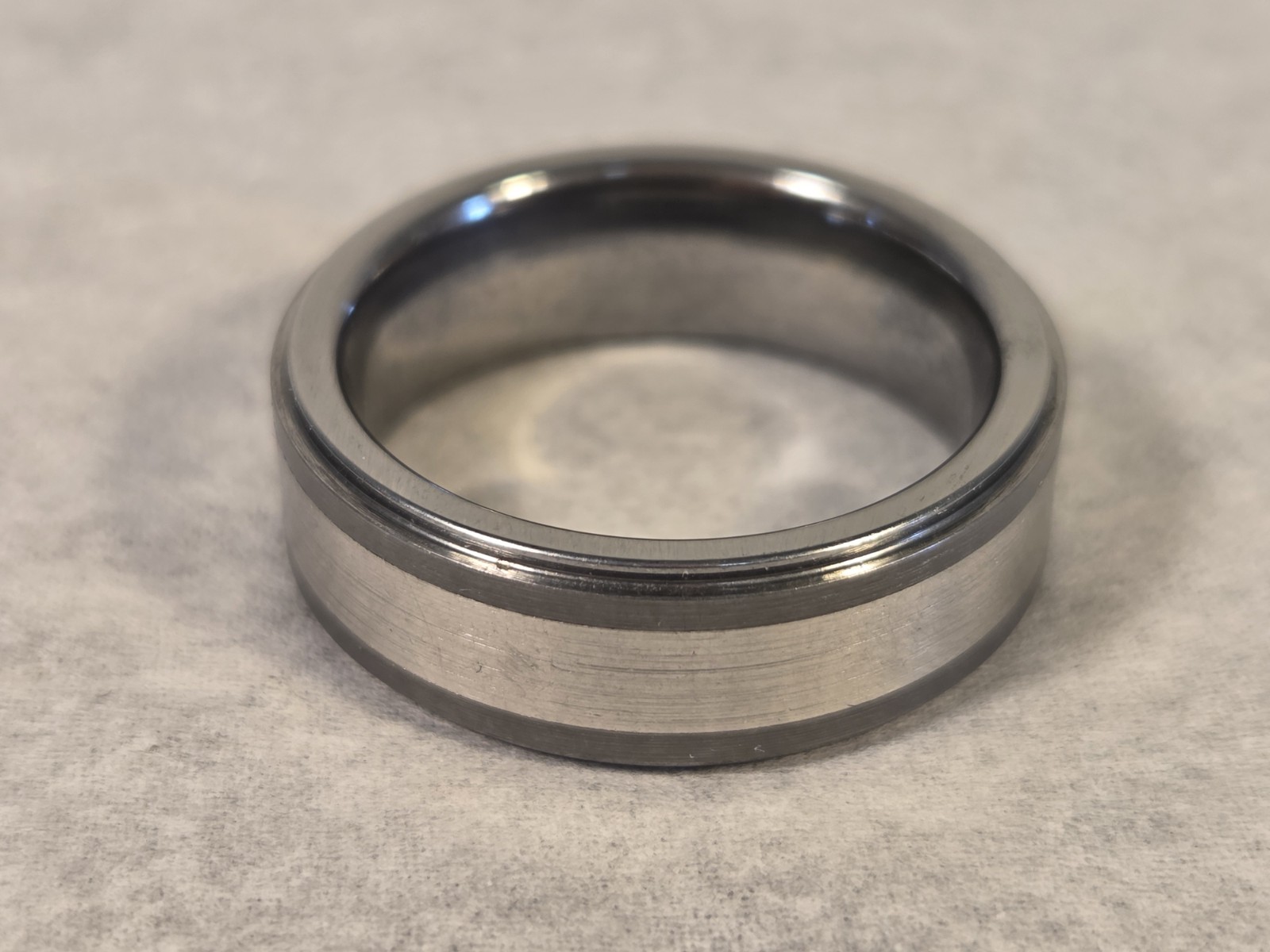Men’s TRITON Channel-Set Wedding Band CZ Accents Tungsten Carbide Sz 11