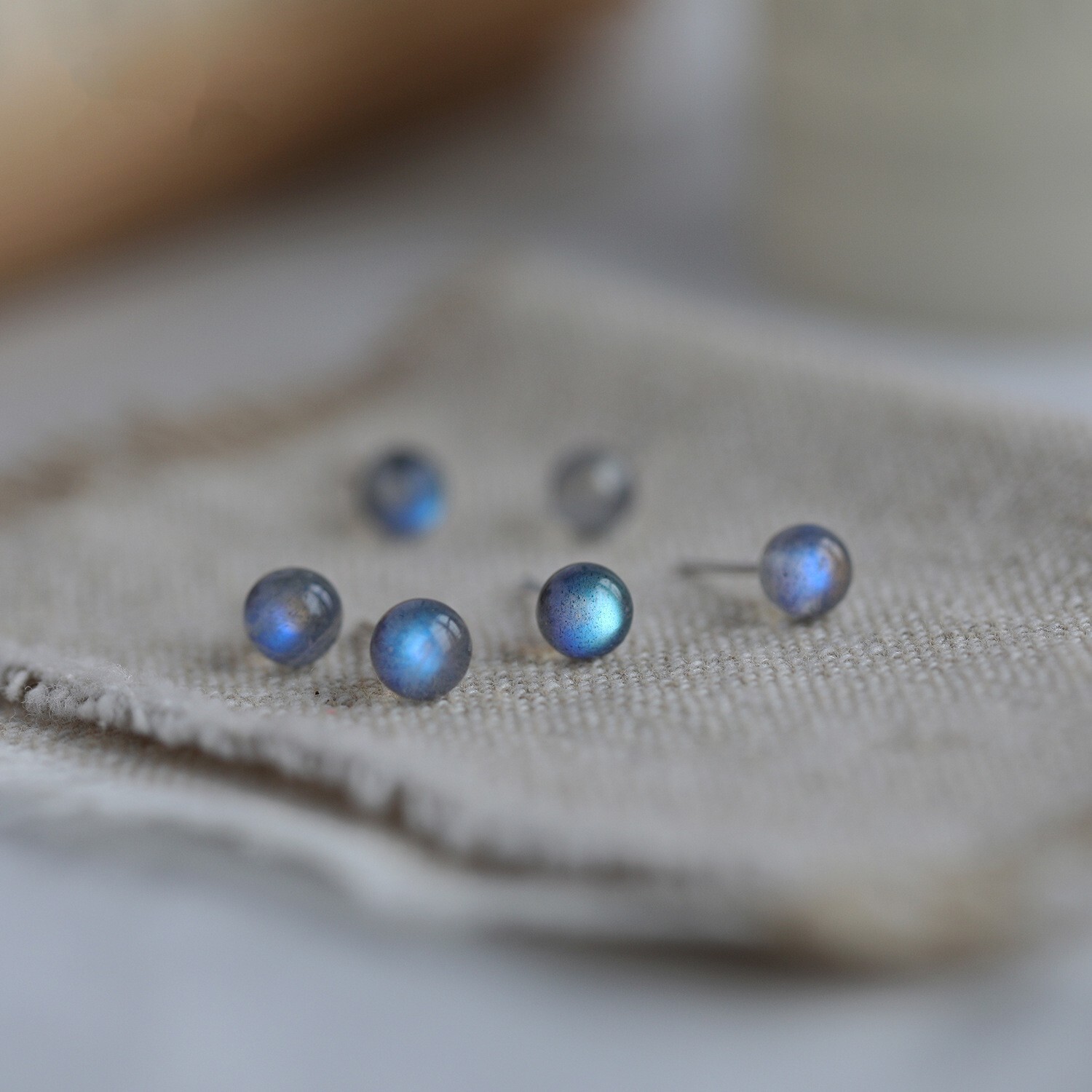 Moonstone Crystal Healing Reiki Balance Calming Minimalist Dainty Stud Earrings
